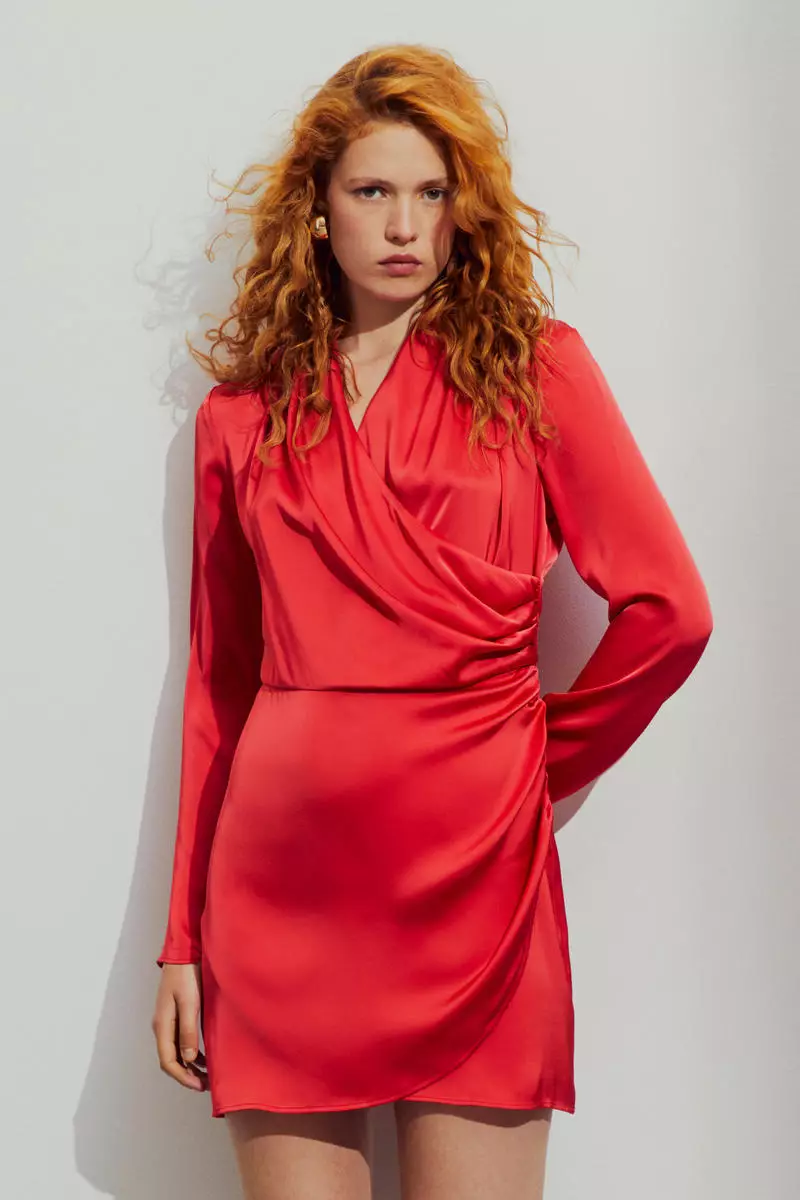 Red wrap dress 2025 short sleeve