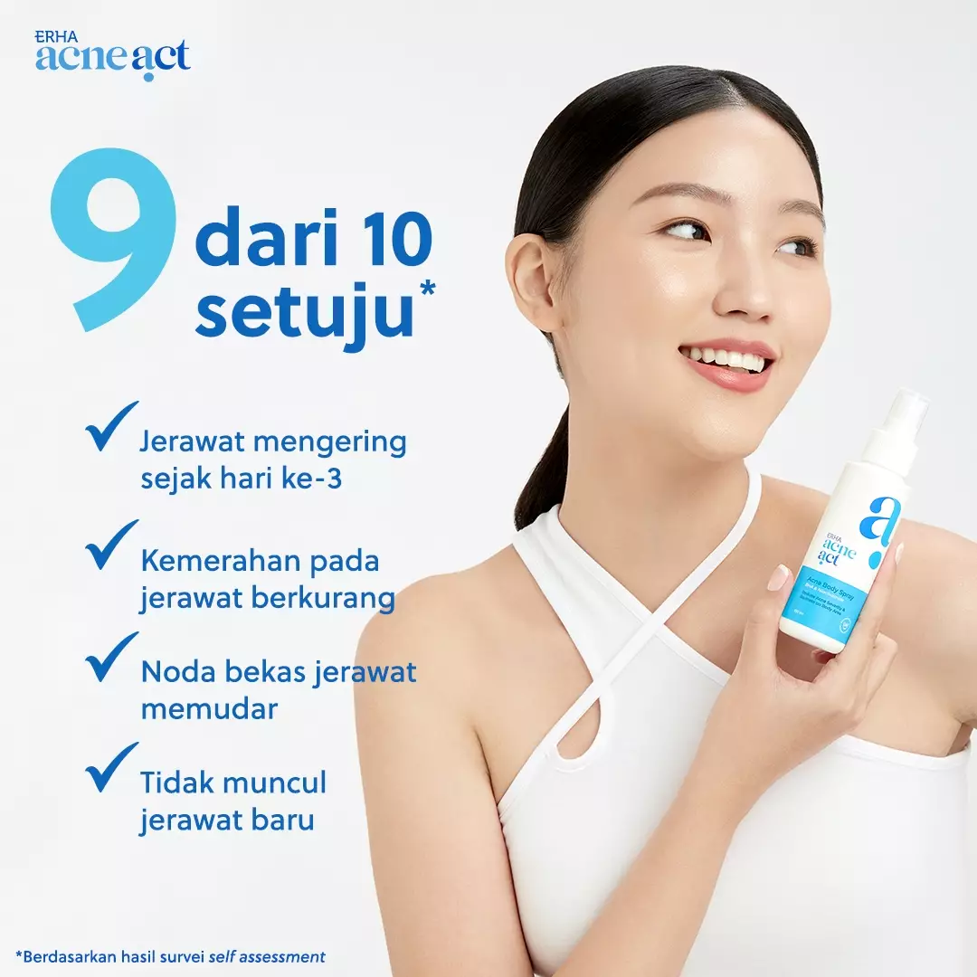 ERHA Acneact BHA & Allantoin Acne Body Spray 100ml - Perawatan Jerawat Badan Anti Gatal Niacinamide