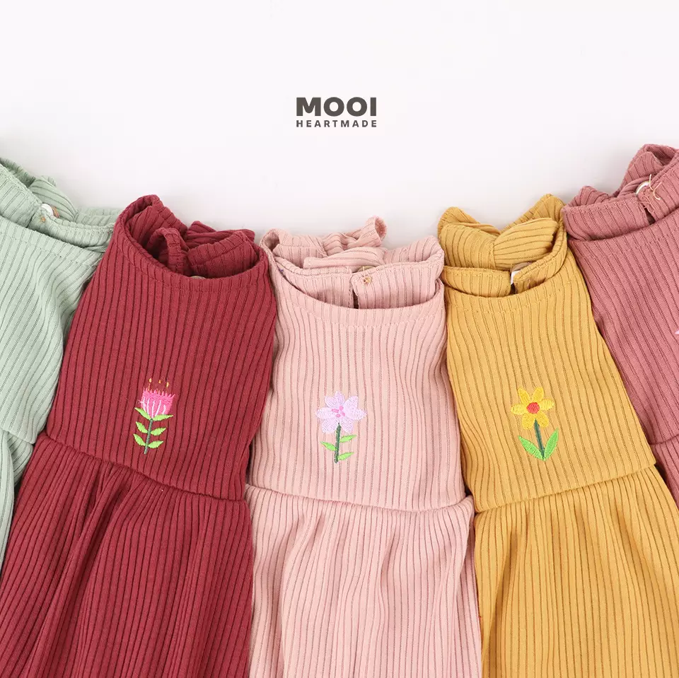 Mooi Setelan Anak Perempuan Rumi Rib Ruffle Set - Rye Grass