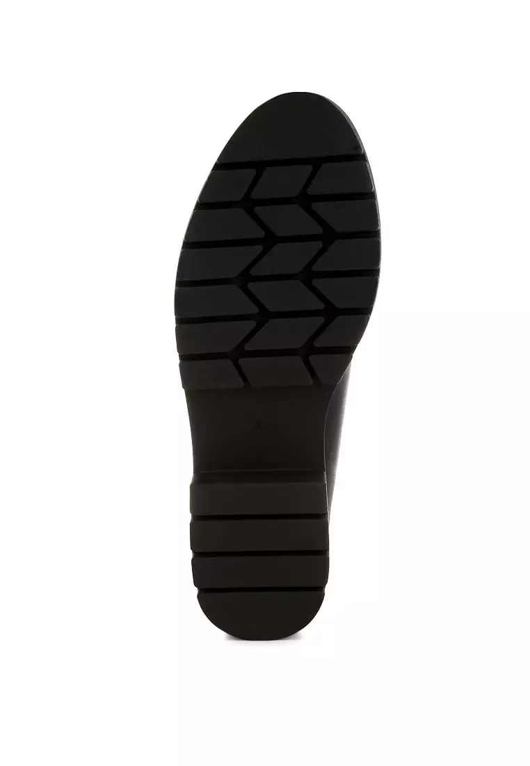 Sepatu Loafer Tebal Kulit Imitasi Warna Hitam