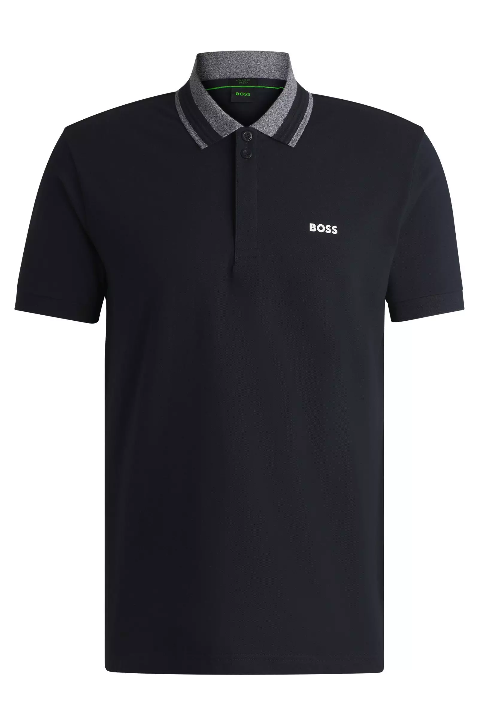 Boss Stretch-cotton polo shirt with logo detail