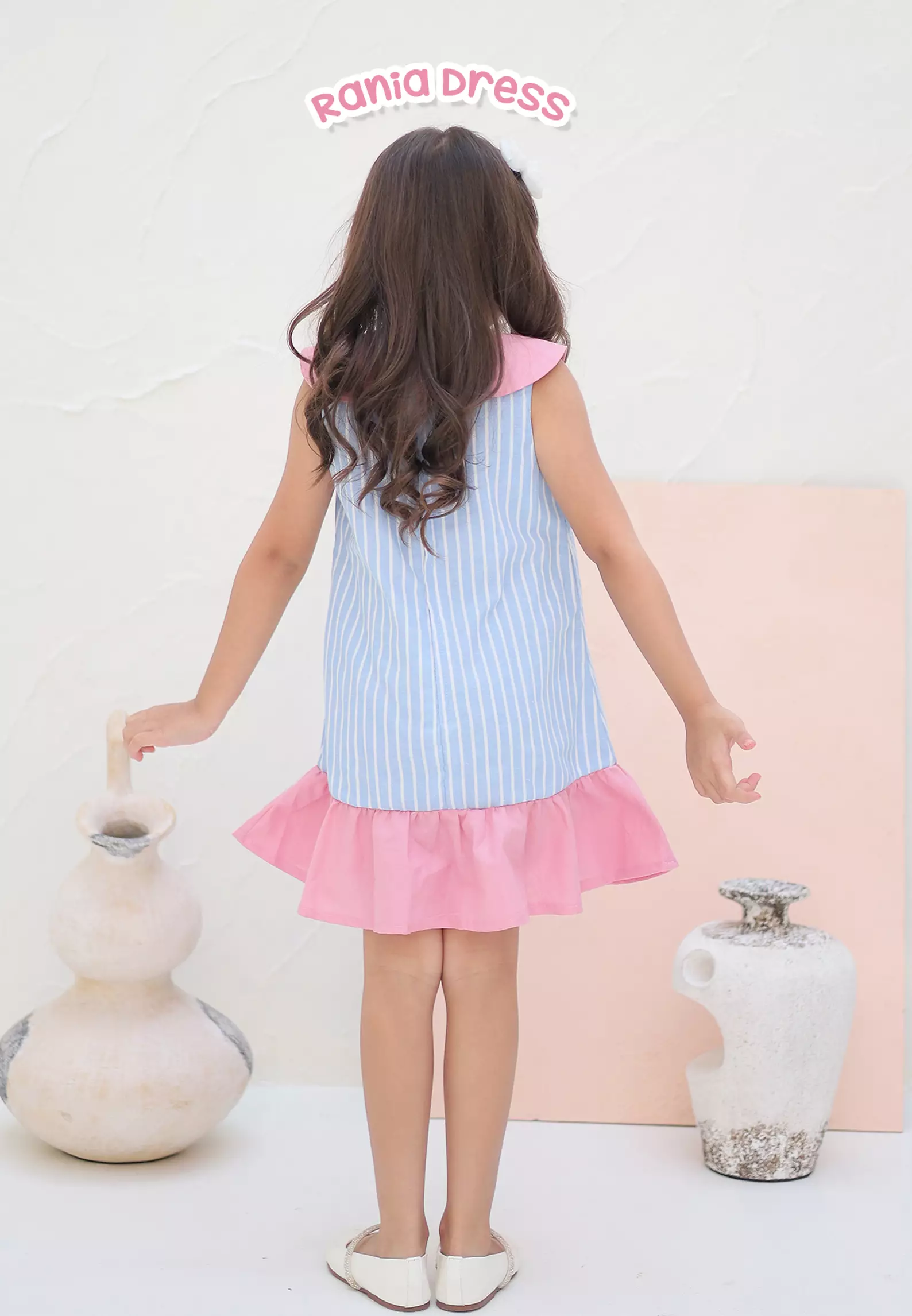 Two Mix - Outfit Baju Rania Dress Anak Perempuan Cantik Katun 1-8 Tahun 4405 Pink