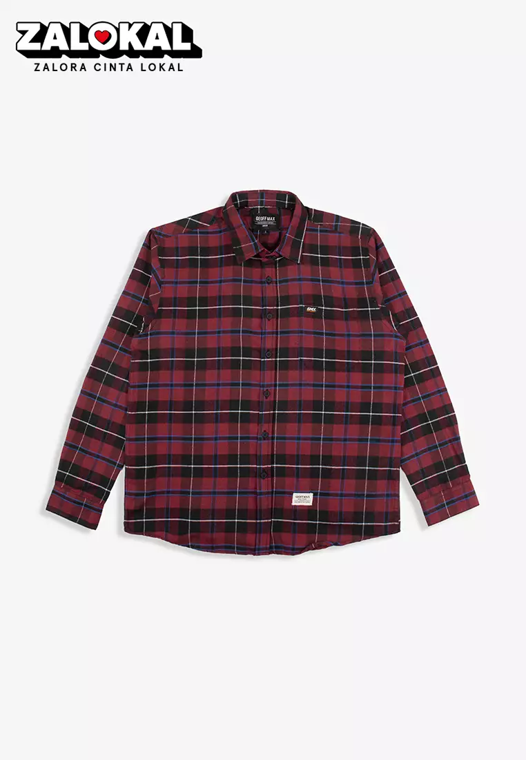 Jual Geoff Max Geoff Max Official - Daze Red Black | Kemeja | Flannel ...