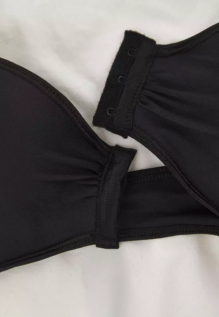 Black Micro-Covered T-Shirt Bra Knitted Bra