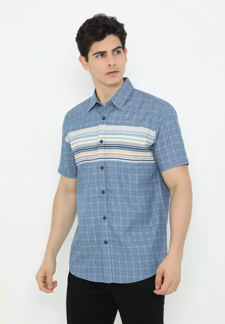 POLICE Kemeja Printing Cotton Soft Regular Fit Pria