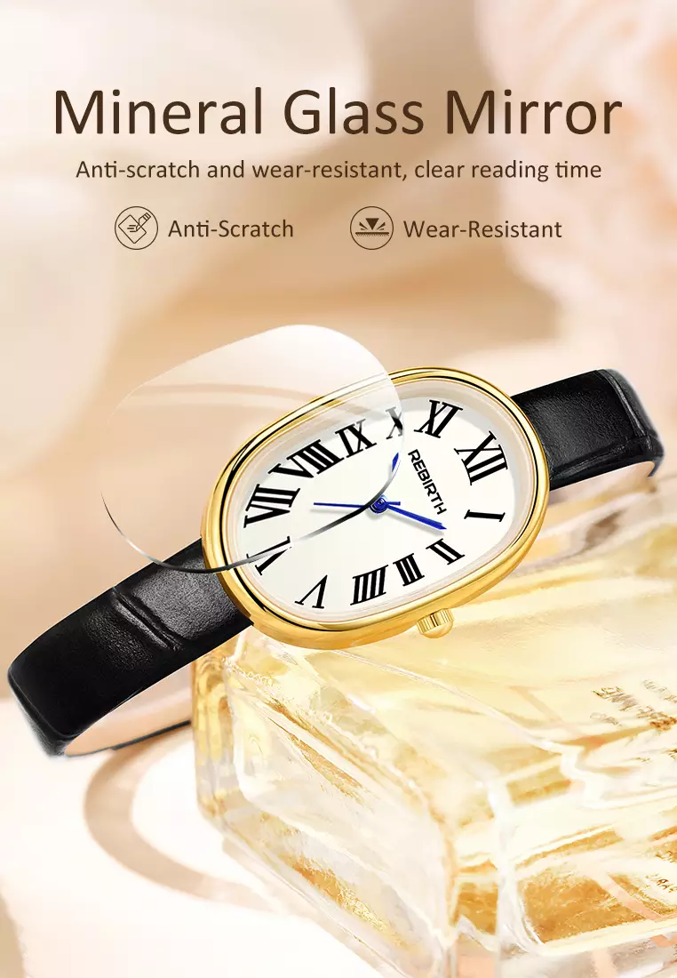 Jam Tangan Wanita Original Anti Air Korean Style Tali Kulit Jam Tangan Cewek black