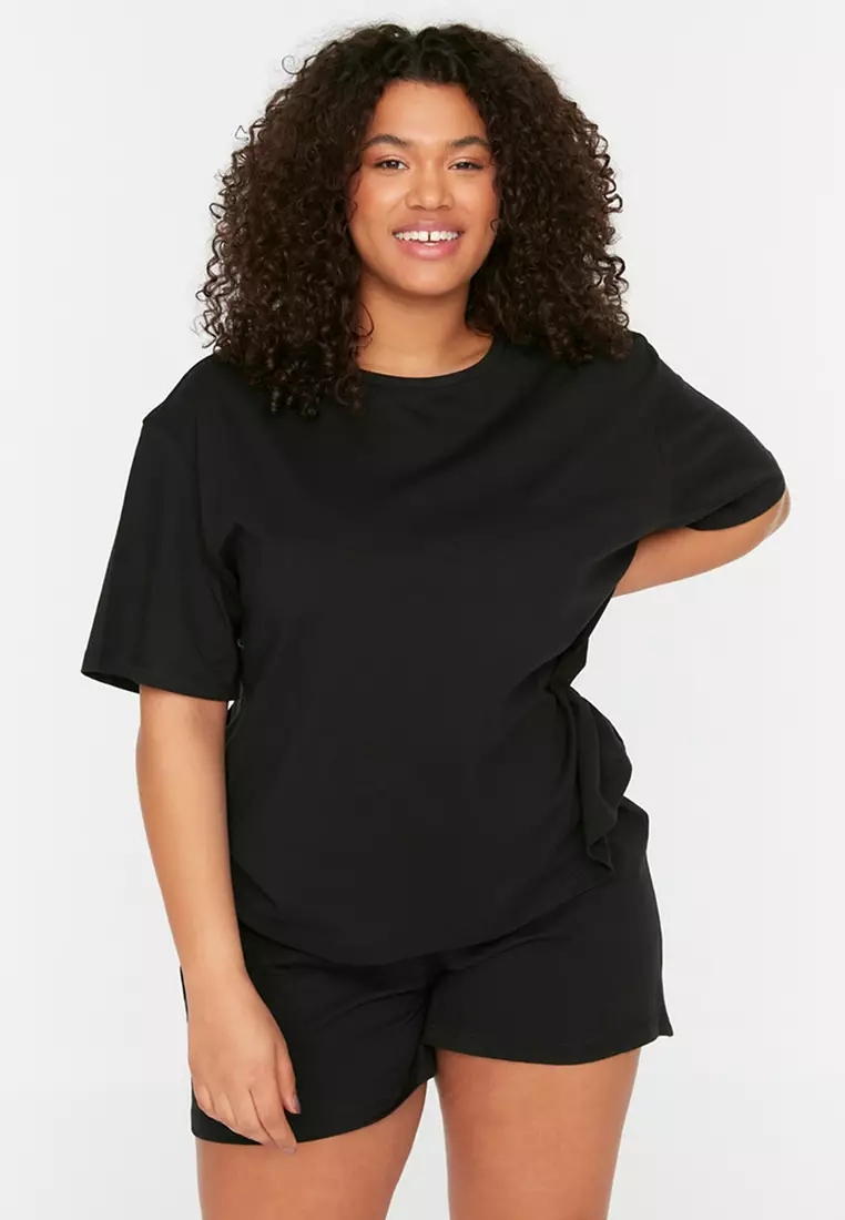 Plus Size Crewneck Knitted Pajama Set