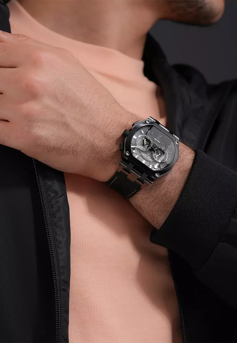 Buy Police Police Shield Black Leather Analog Quartz Watch For Men