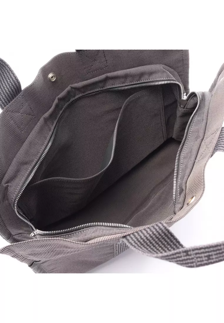 Pre-Loved Hermès Yale Line MM Handbag tote bag nylon canvas Dark gray silver hardware