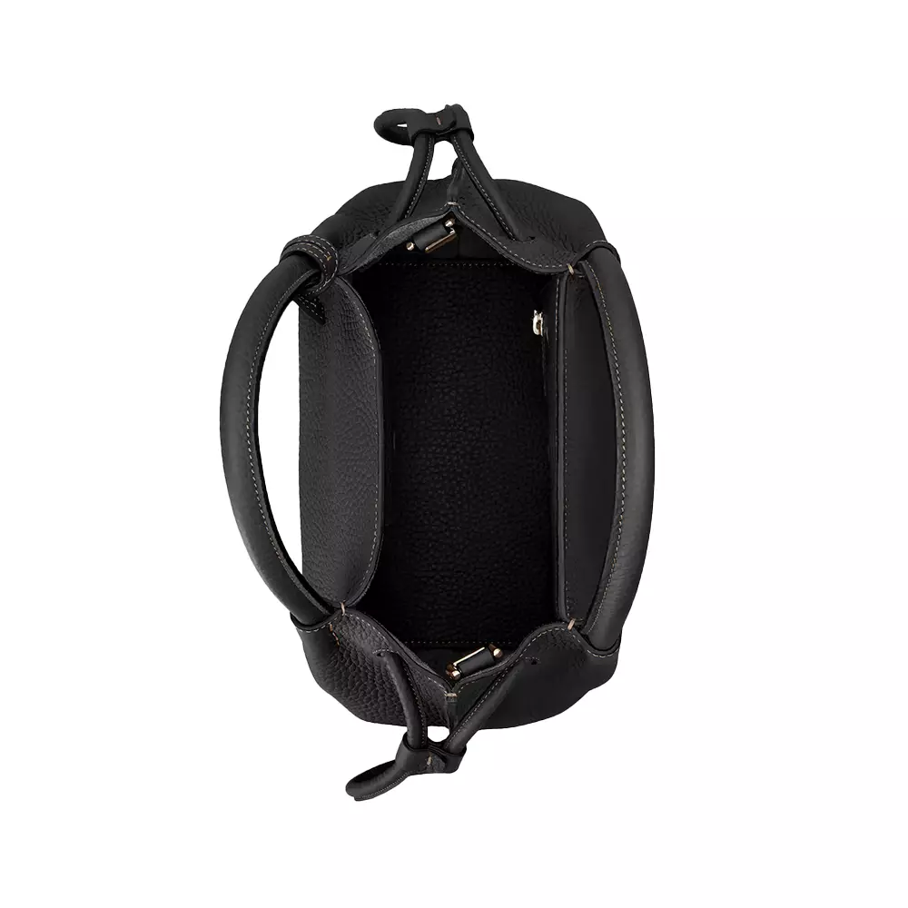 T Stamped Leather Bucket Bag Black