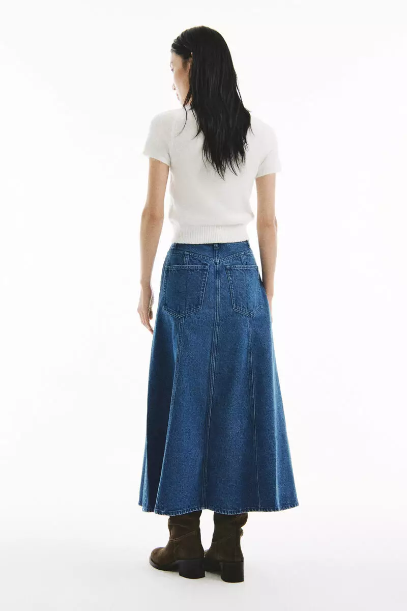 Flared twill skirt