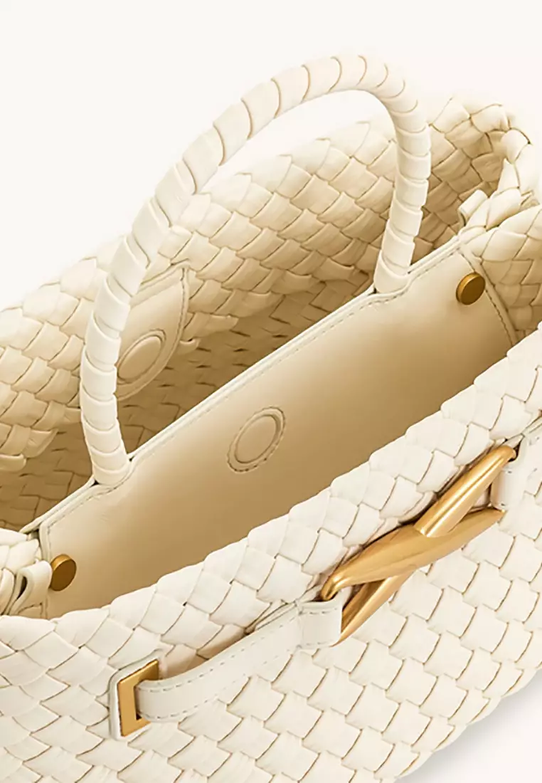 Elora Woven Tote Bag - White