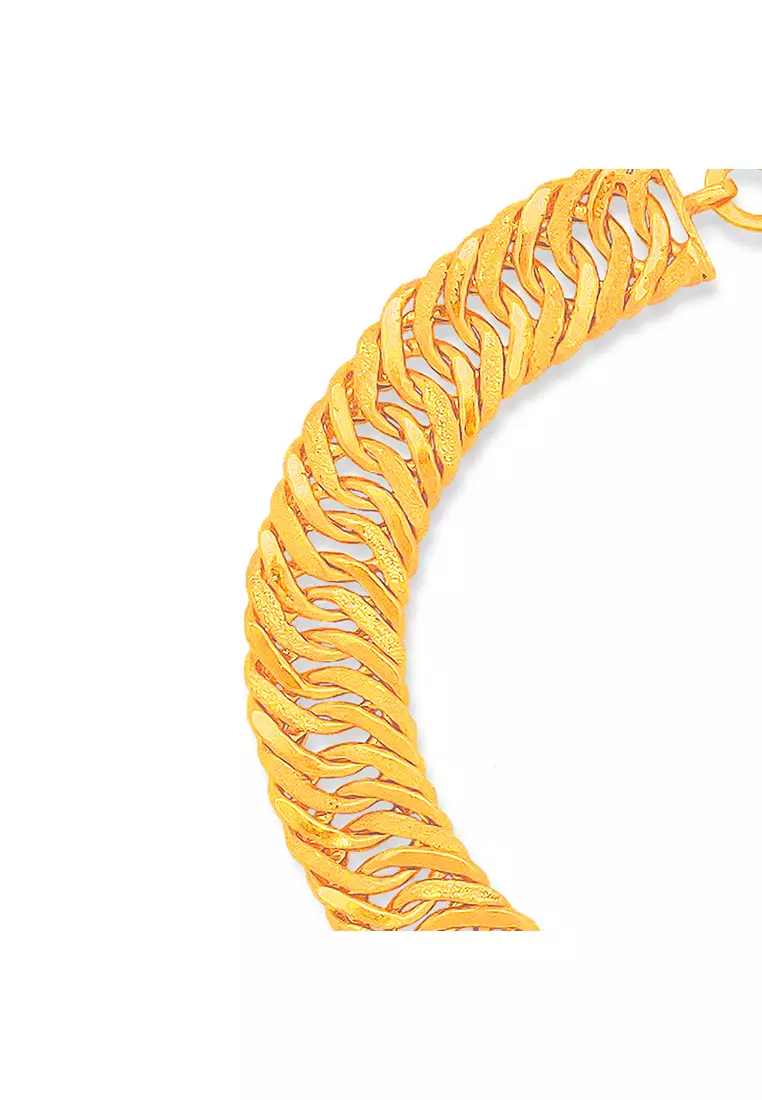 375/9K Gold Hollow Double Centipede Chain Bracelet T025 (2CM)