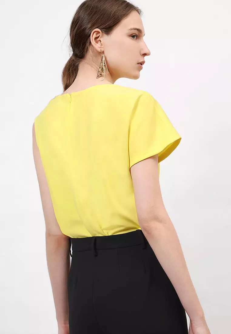 Drape Asymmetric Top With Embellishment