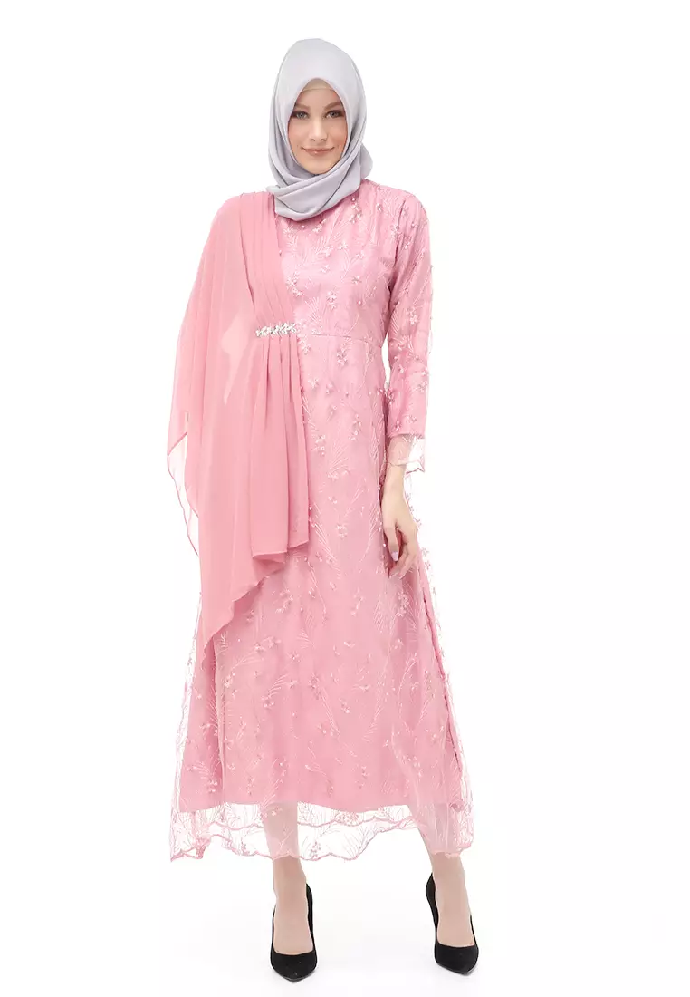 Anita Gaun Long Dress Wanita Regular Fit - Pink