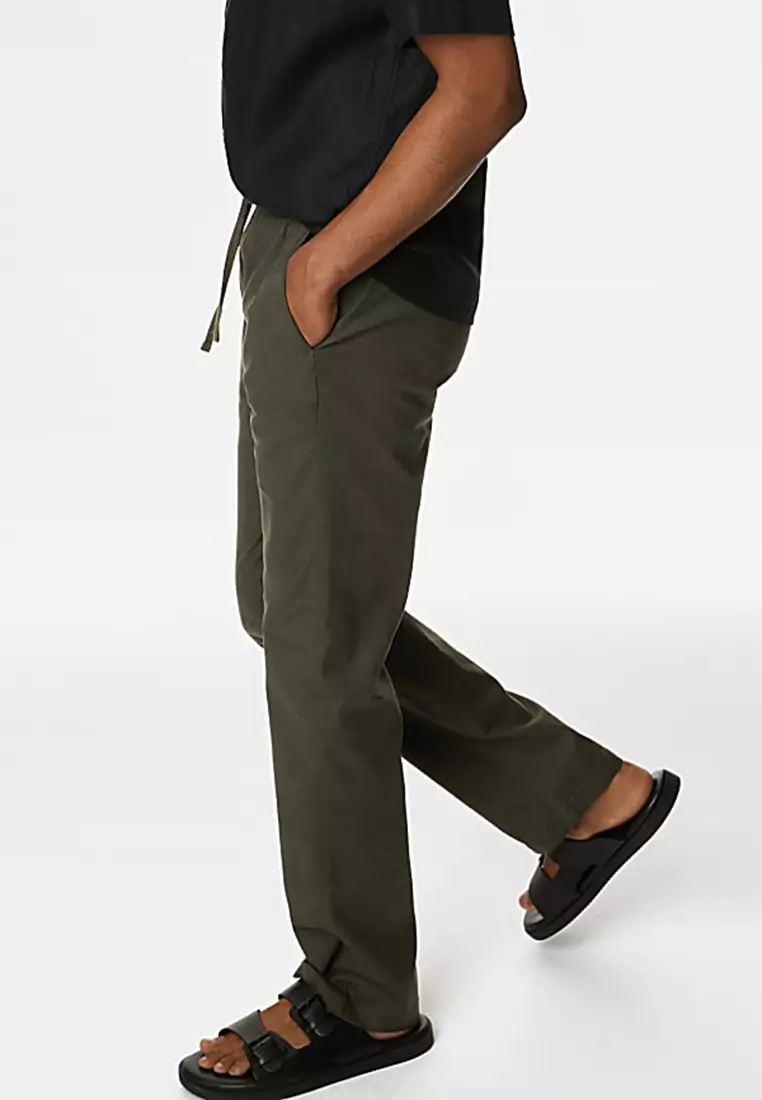 Tapered Fit Linen Blend Trousers