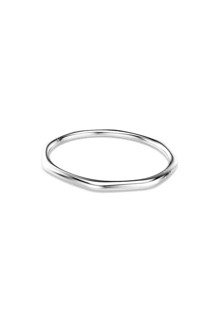Dextera bangle, Octagon shape, Round cut, White, Rhodium plated