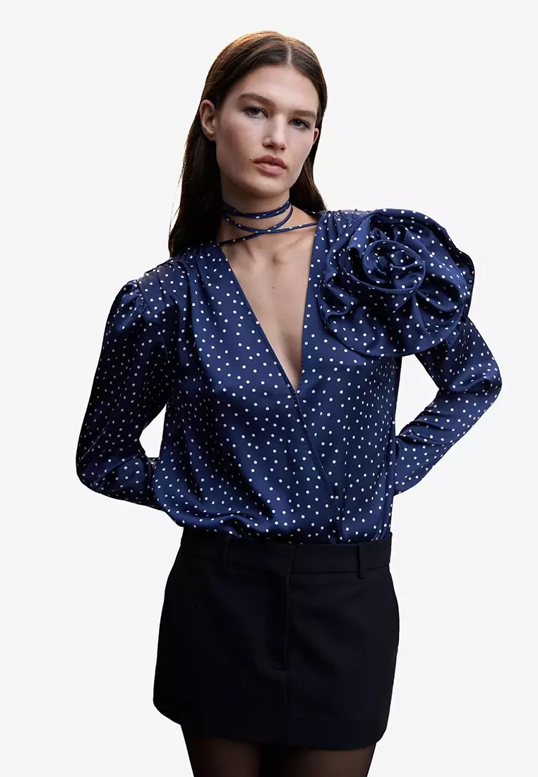 Light blue store polka dot blouse