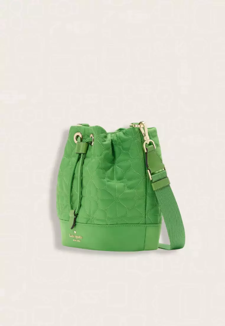 Kate Spade Spade Flower Quilted Fabric Bucket Bag Green