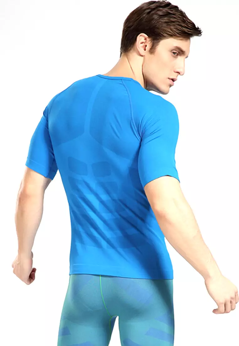 Crew Neck Warm Herren Dry Fit Sport Shirt L – Blue