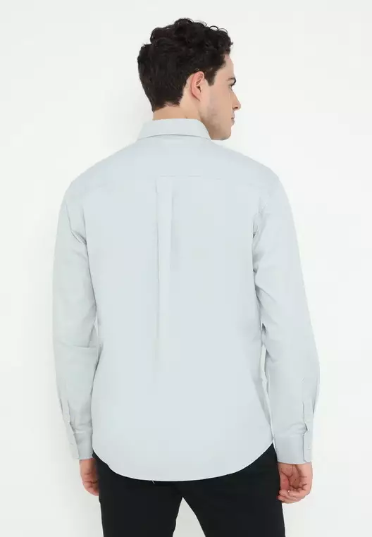POLICE Kemeja Polos Basic Regular Fit Lengan Panjang Pria