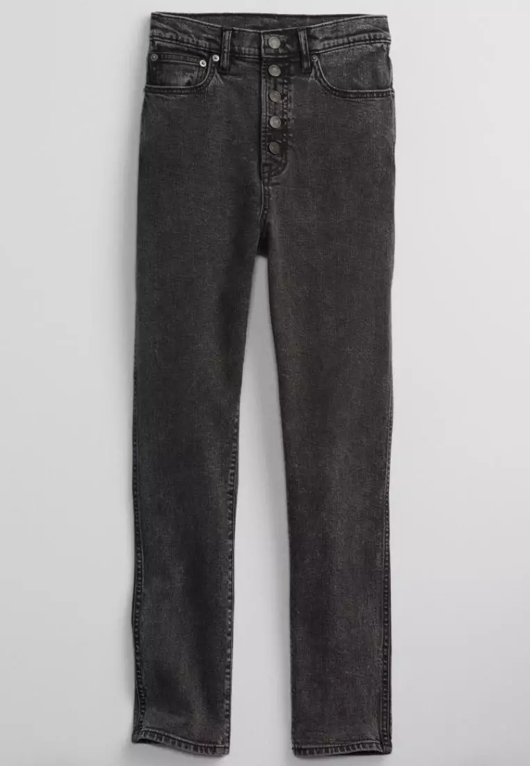 High Rise Vintage Slim Jeans With Washwell