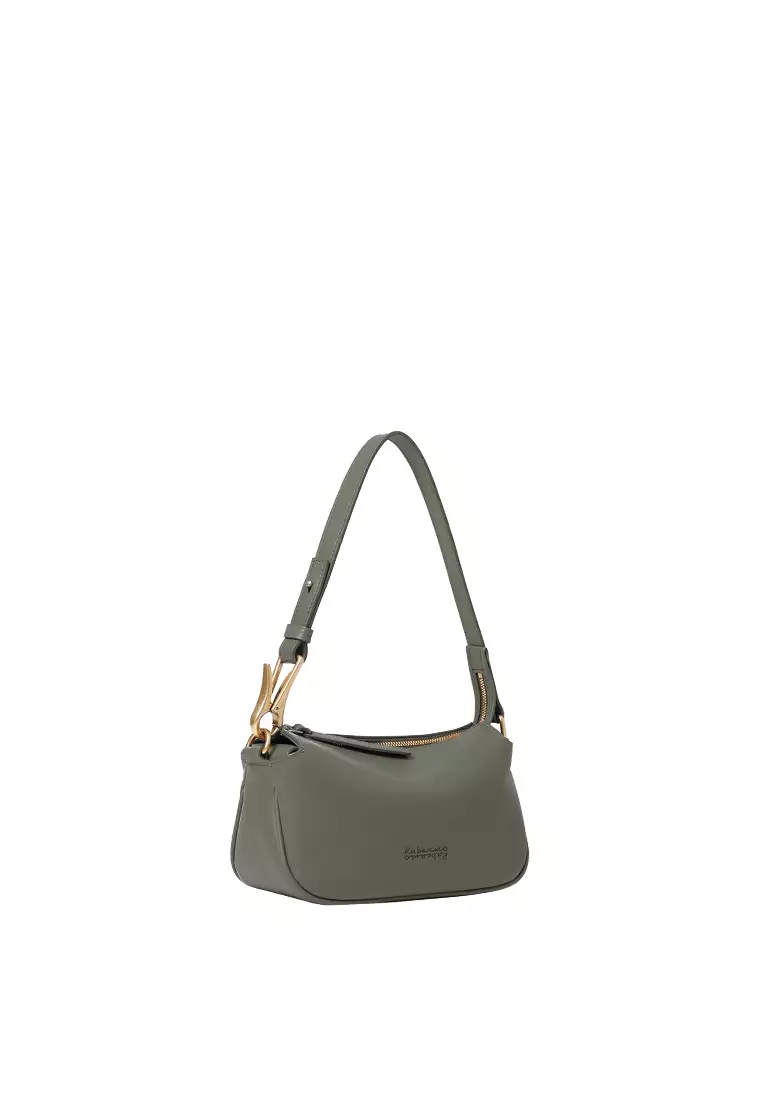 多用途扣子手拿單肩包 - 橄欖綠色