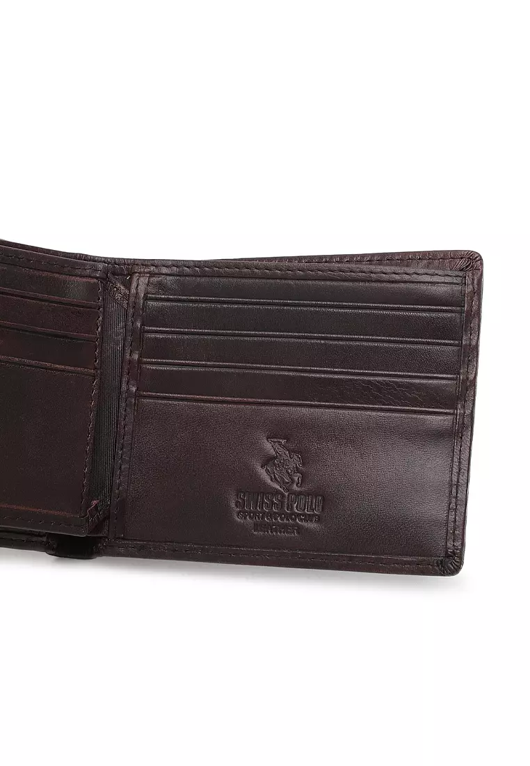 Genuine Leather RFID Short Wallet - Brown