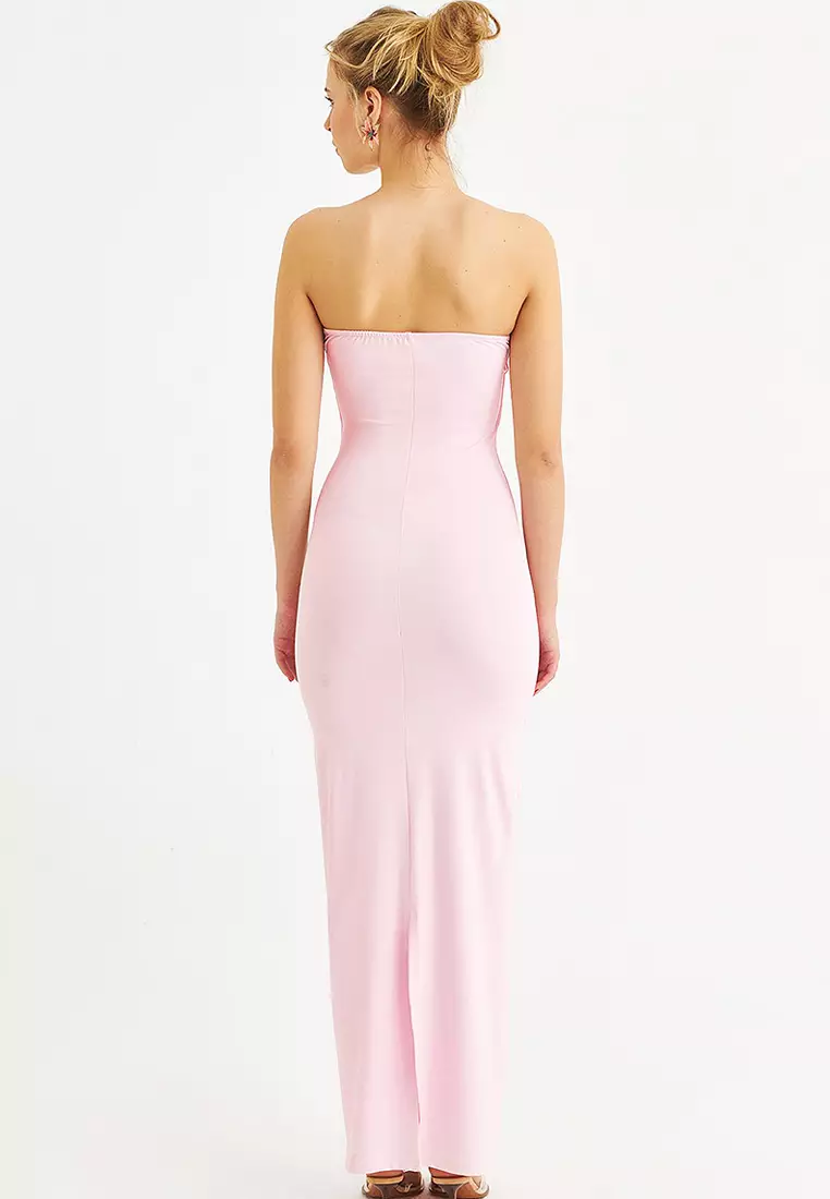Strapless Slit Maxi Dress