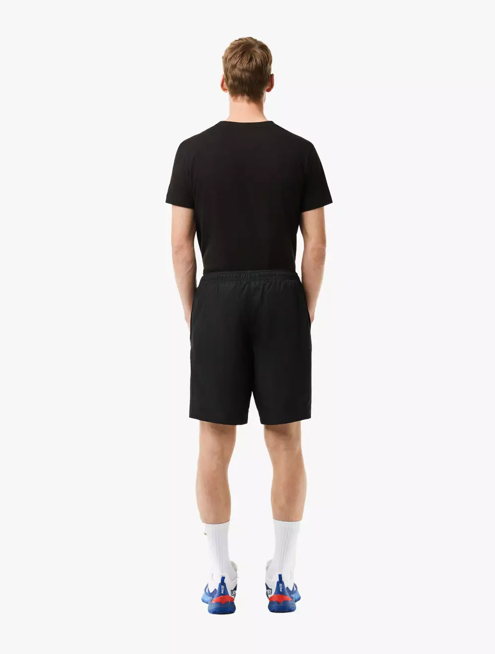 Men's Lacoste SPORT tennis shorts in solid diamond weave taffeta - Black