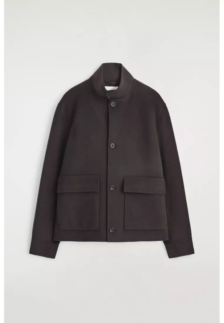 DOUBLE-FACED WOOL FUNNEL NECK JACKET