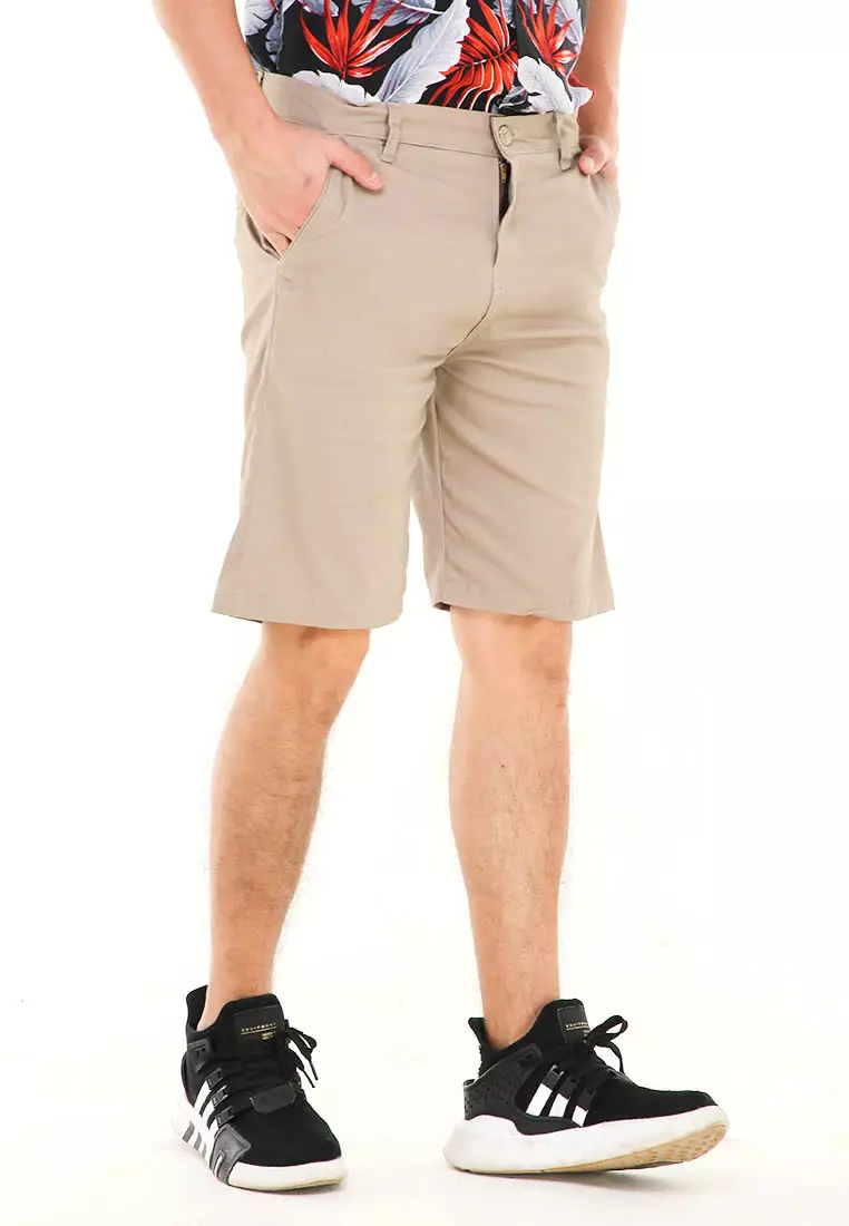 Rishham Celana Pendek Chino Pria Premium Stylish Casual Material Cotton ORIGINAL - Mocca