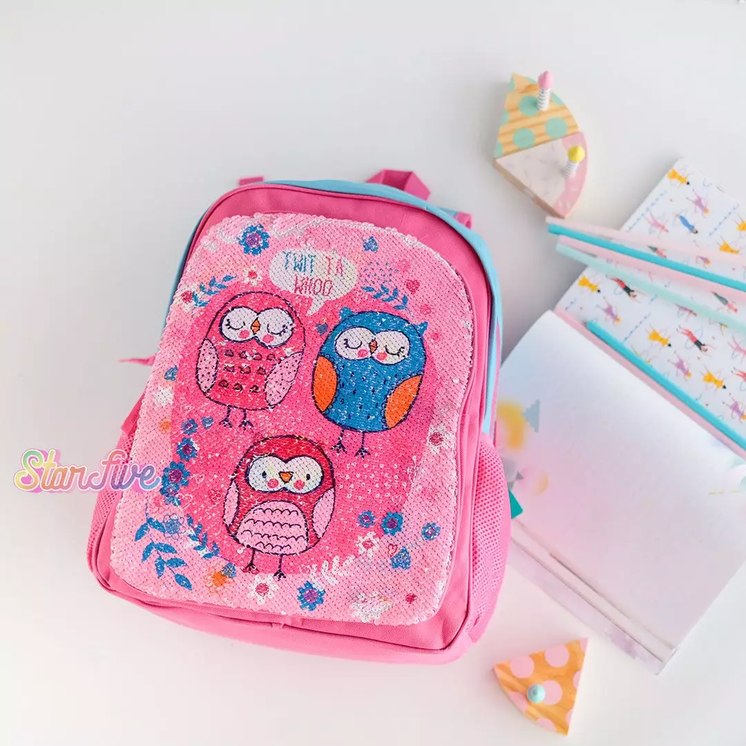 TAS SEKOLAH BACKPACK BISA GANTI GAMBAR STARFIVE - PINK OWL