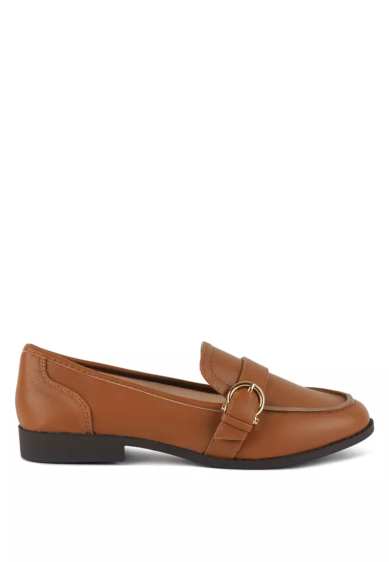 Discount on London Rag  shoes - SKU: Tan Buckle Detail Loafers