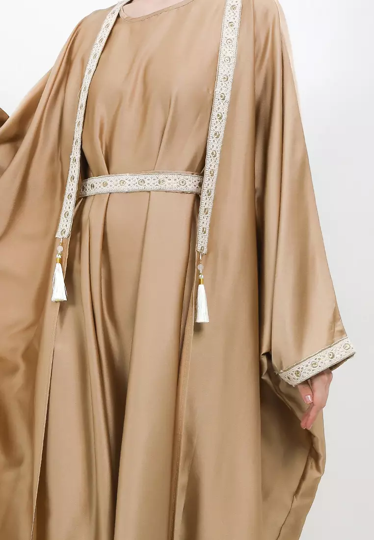 Sequined Lace Cardi With Belted Cami Dress