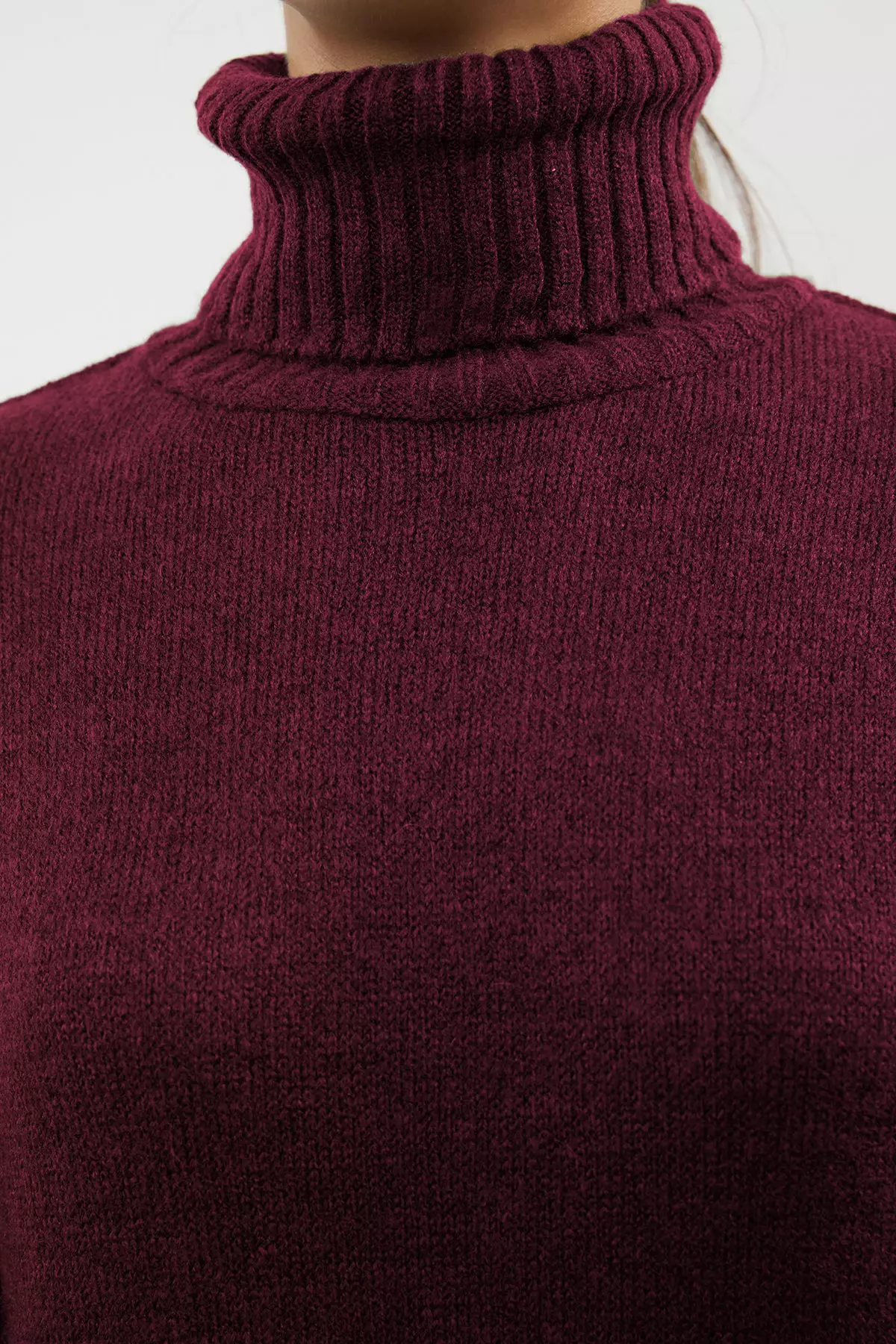 Burgundy Midi Wide Fit Soft Texture Knitwear Dress
