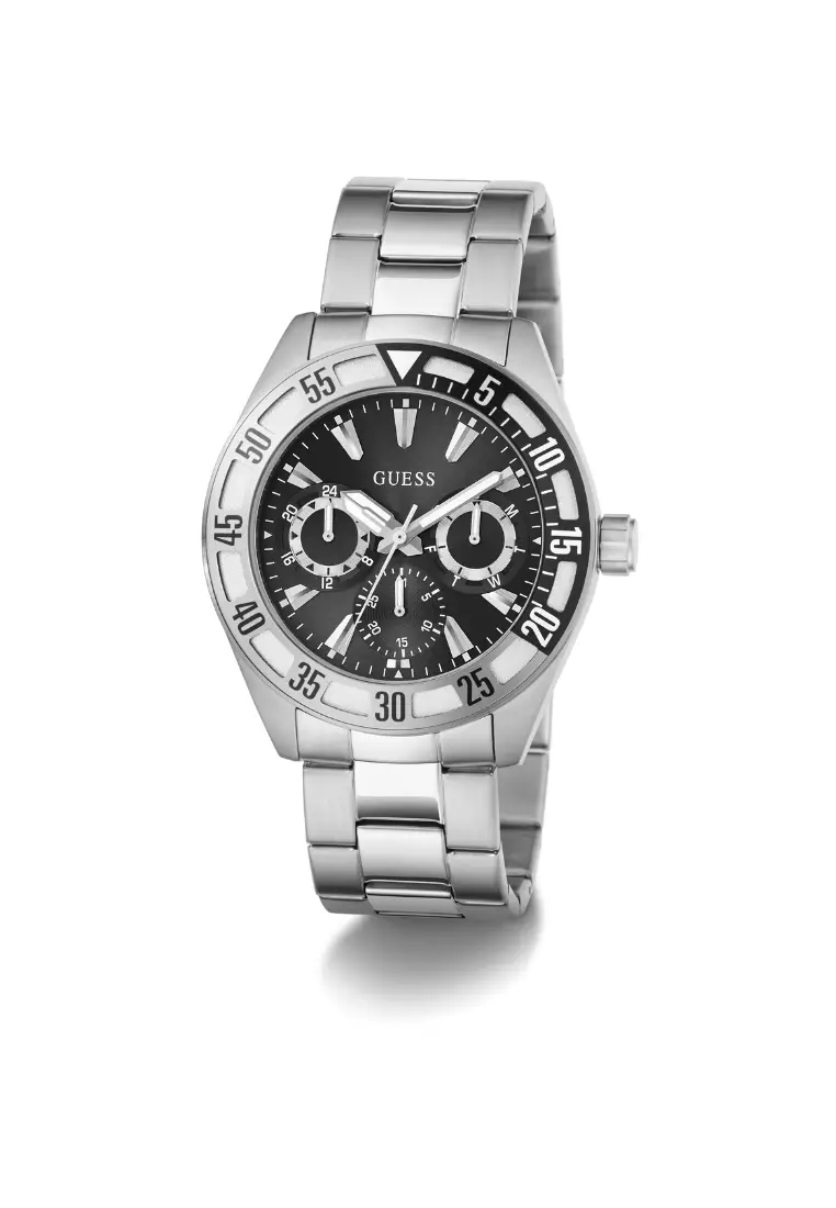 Guess Sport Silver Stainless Steel Analog Quartz Watch For Men GW0904G1