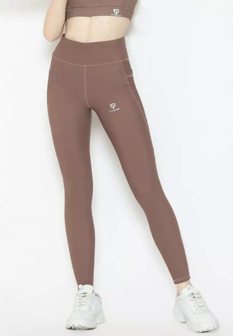 Fitwear - Legging Olahraga Wanita GALGADOT [LEGG RIBB] - PEANUT BROWN