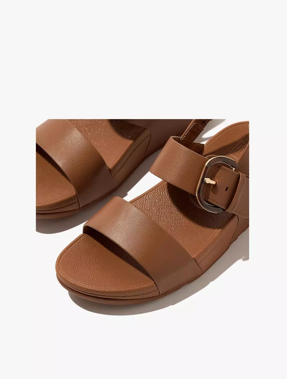 Fitflop Lulu Resin-Buckle Leather Back-Strap SandalsDeep Tan