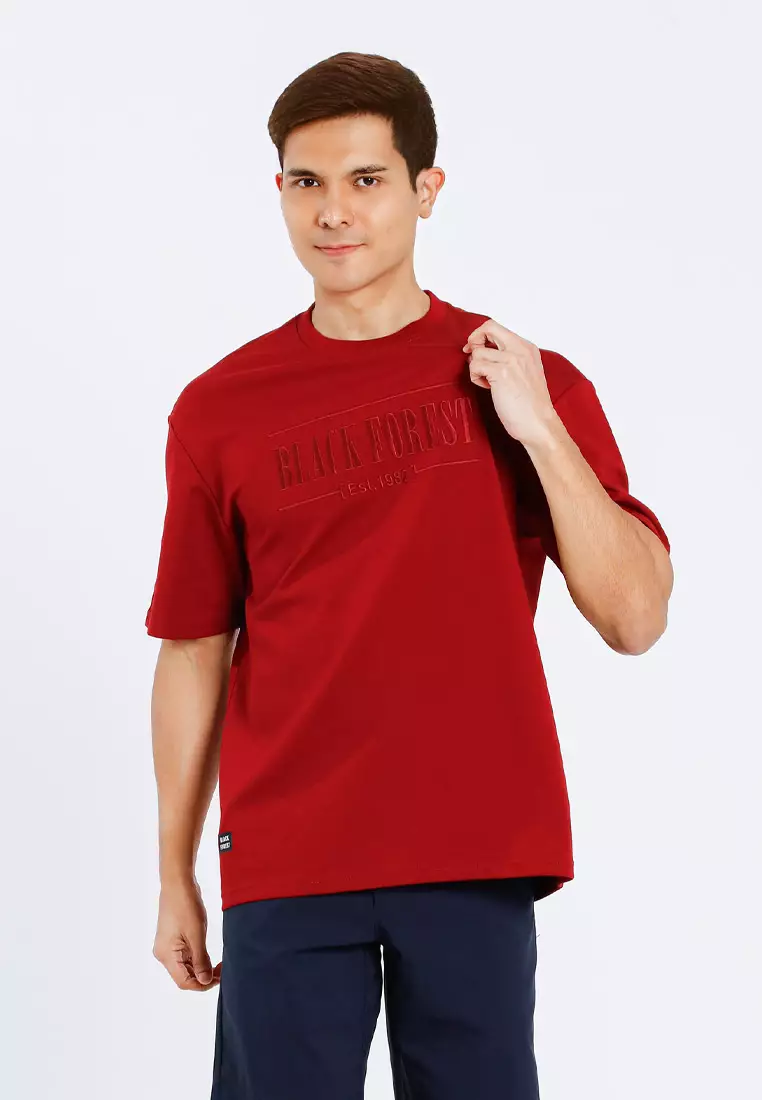 Forest Premium Weight Air-Cotton 220gsm Oversized Round Neck Tee T Shirt Men | Baju T Shirt Lelaki - 621429-56Maroon