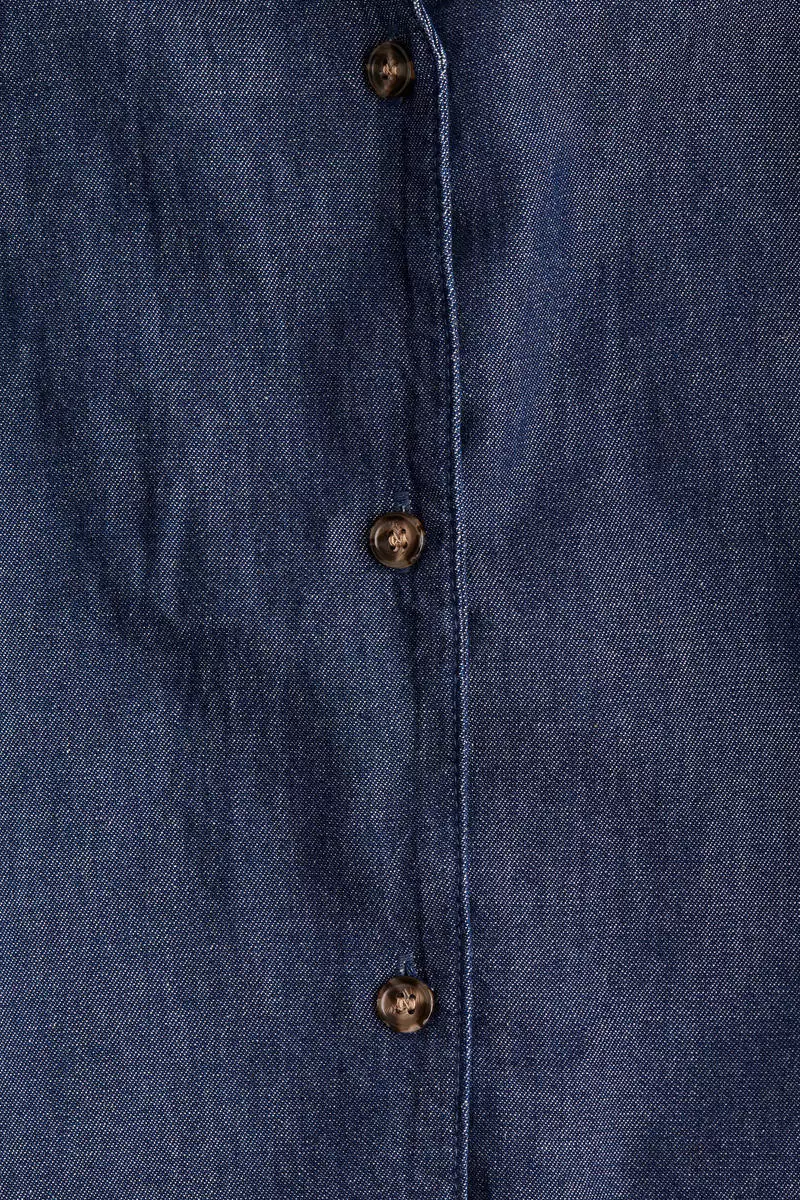 Tie-neck denim blouse