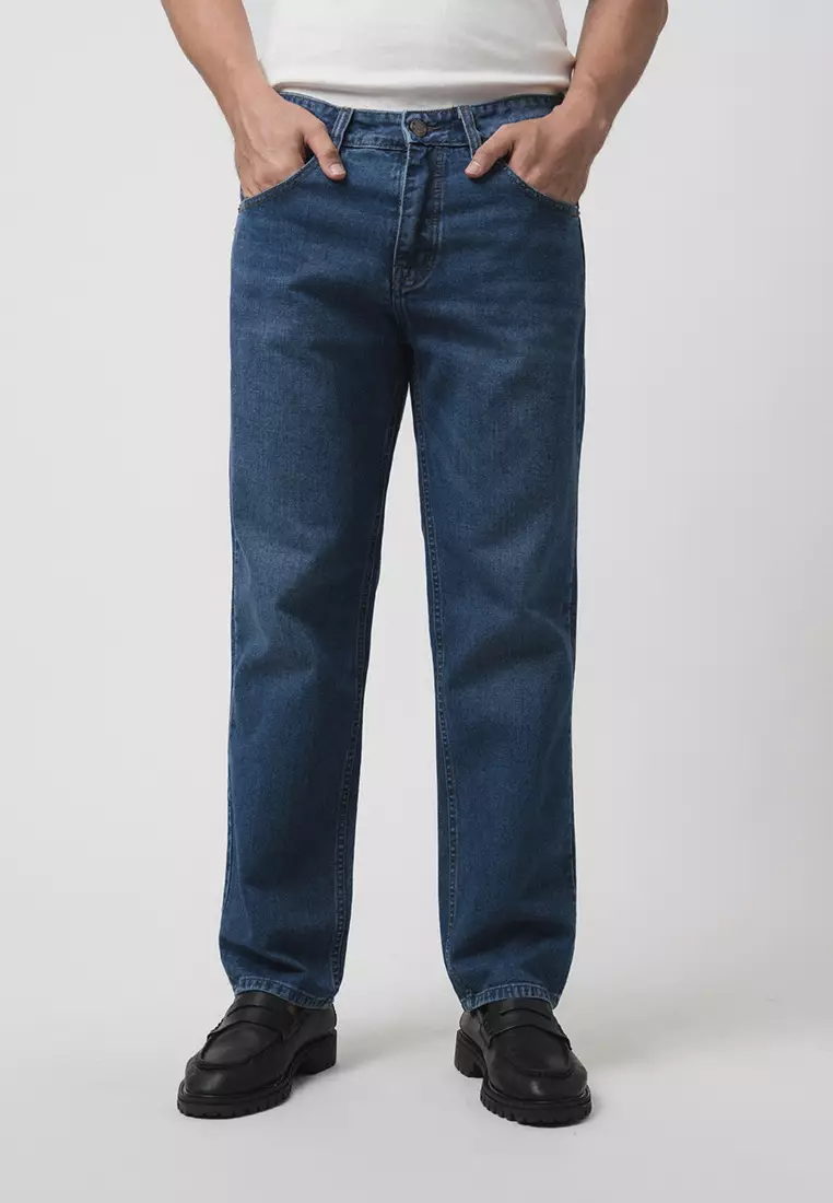Straight Slim Fit Premium Jeans - Mid Indigo