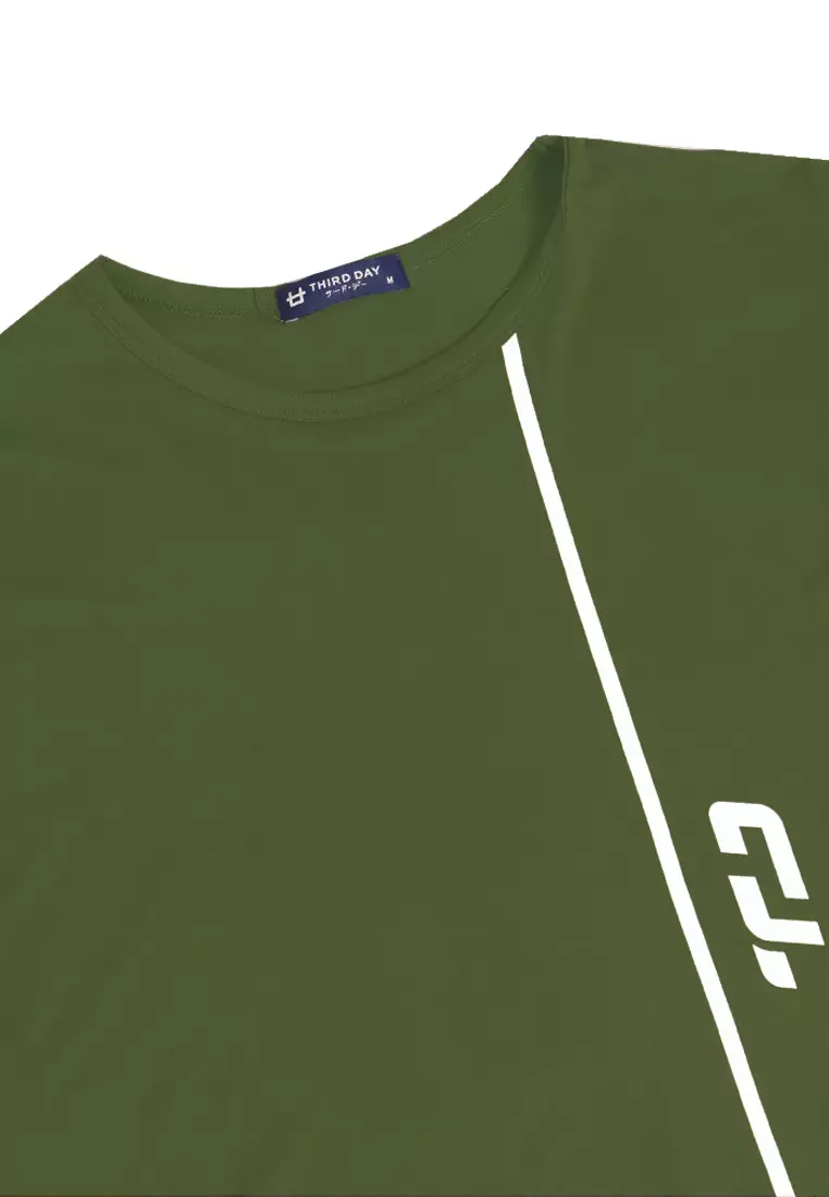 LSA37 Sport CL Crop Loose Wanita Logo Line Ver Hijau Army