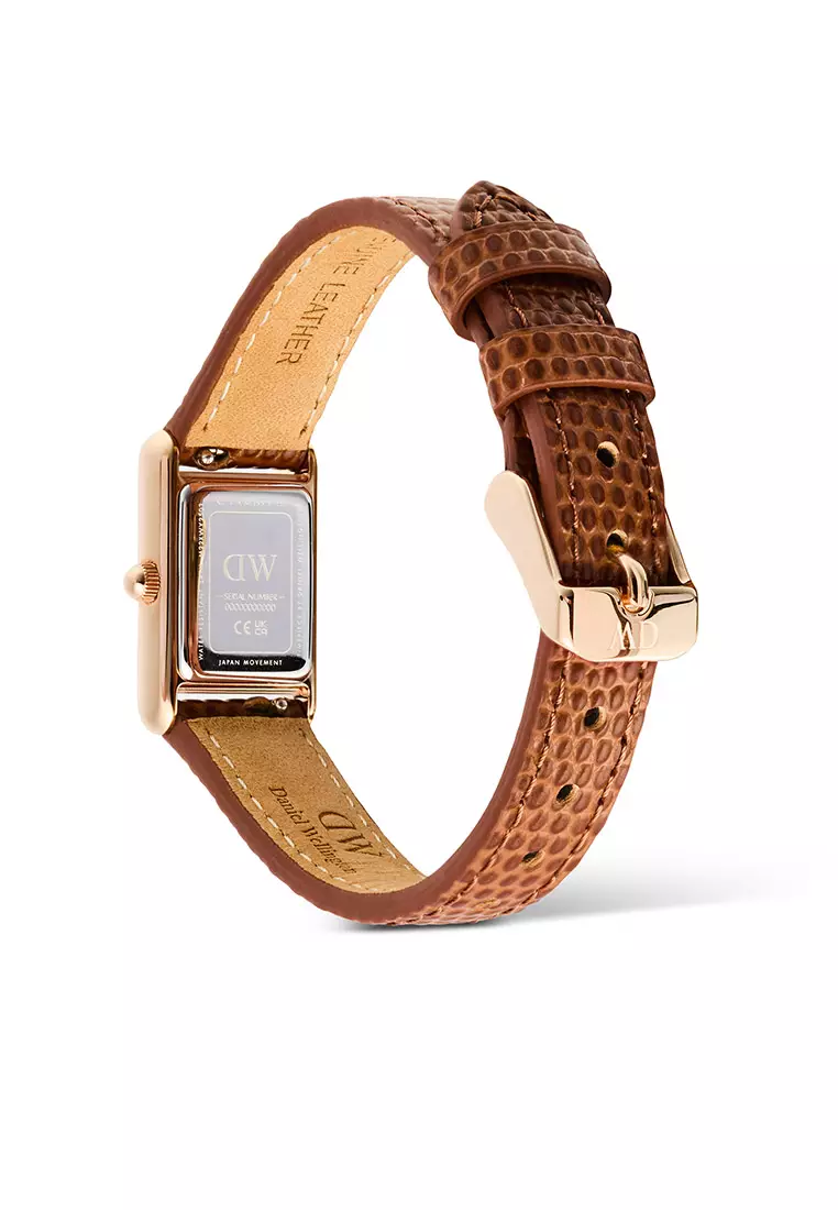 Bound Mini Light Brown Lizard White Rose Gold - Women Watch Stainless Steel Leather Strap watch DW Official Authentic Original jam tanggan perempuan DW jam tangan