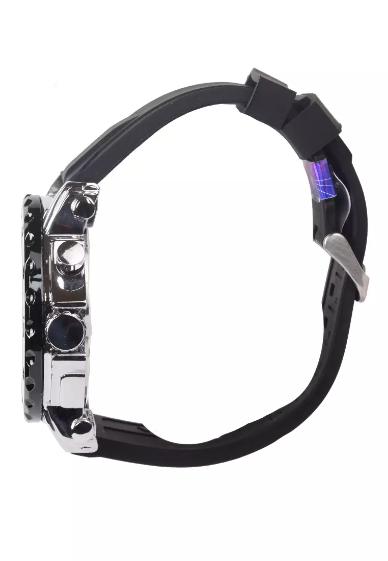 Viral Jam Tangan Analog Pria - Silver Case Black Rubber Strap - VR014