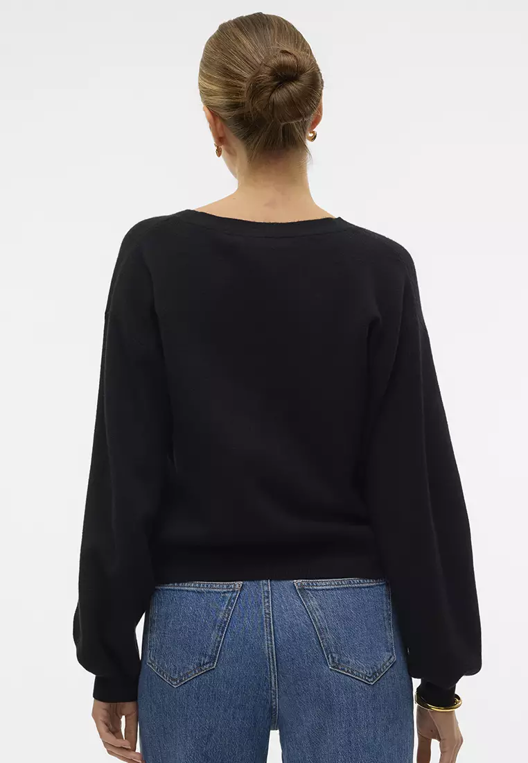 Gold Long Sleeve V-Neck Button Cardigan