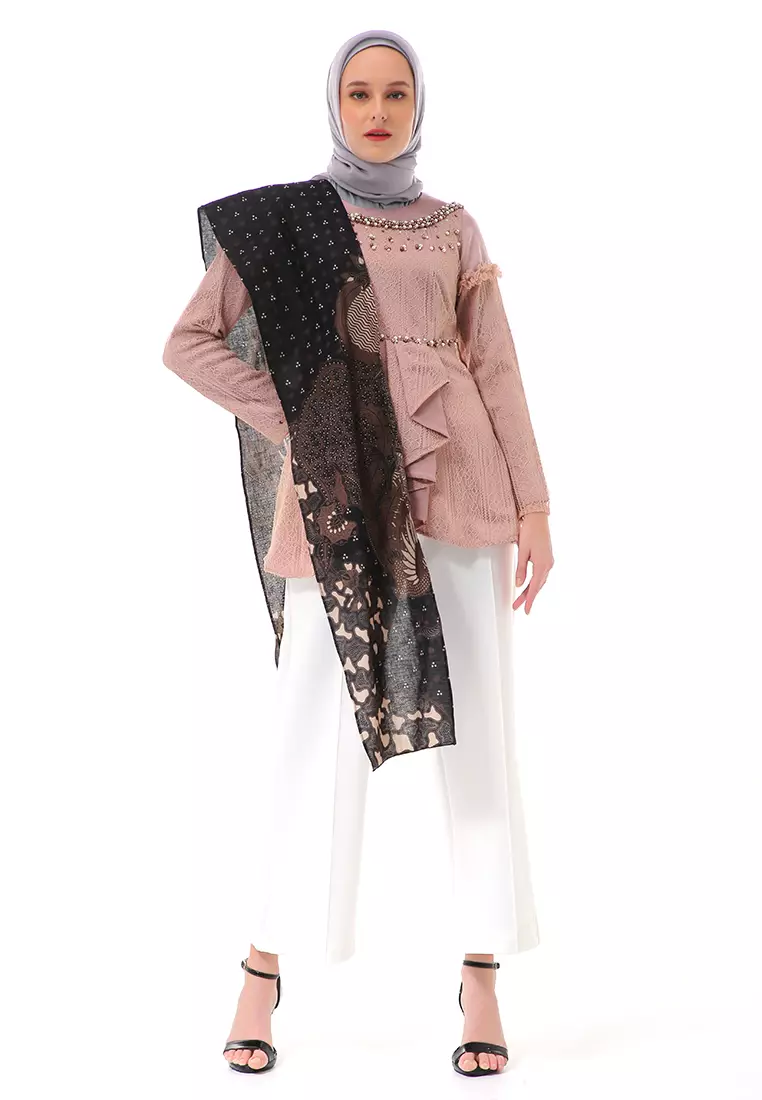 Arawinda Blouse Muslimah No Ballon Long Sleeve Premium High Quality - Brownie