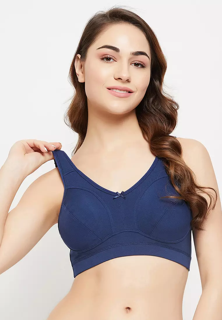 Buy Clovia Non-Padded Non-Wired Full Figure Bra in Royal Blue - Cotton in  Blue 2024 Online