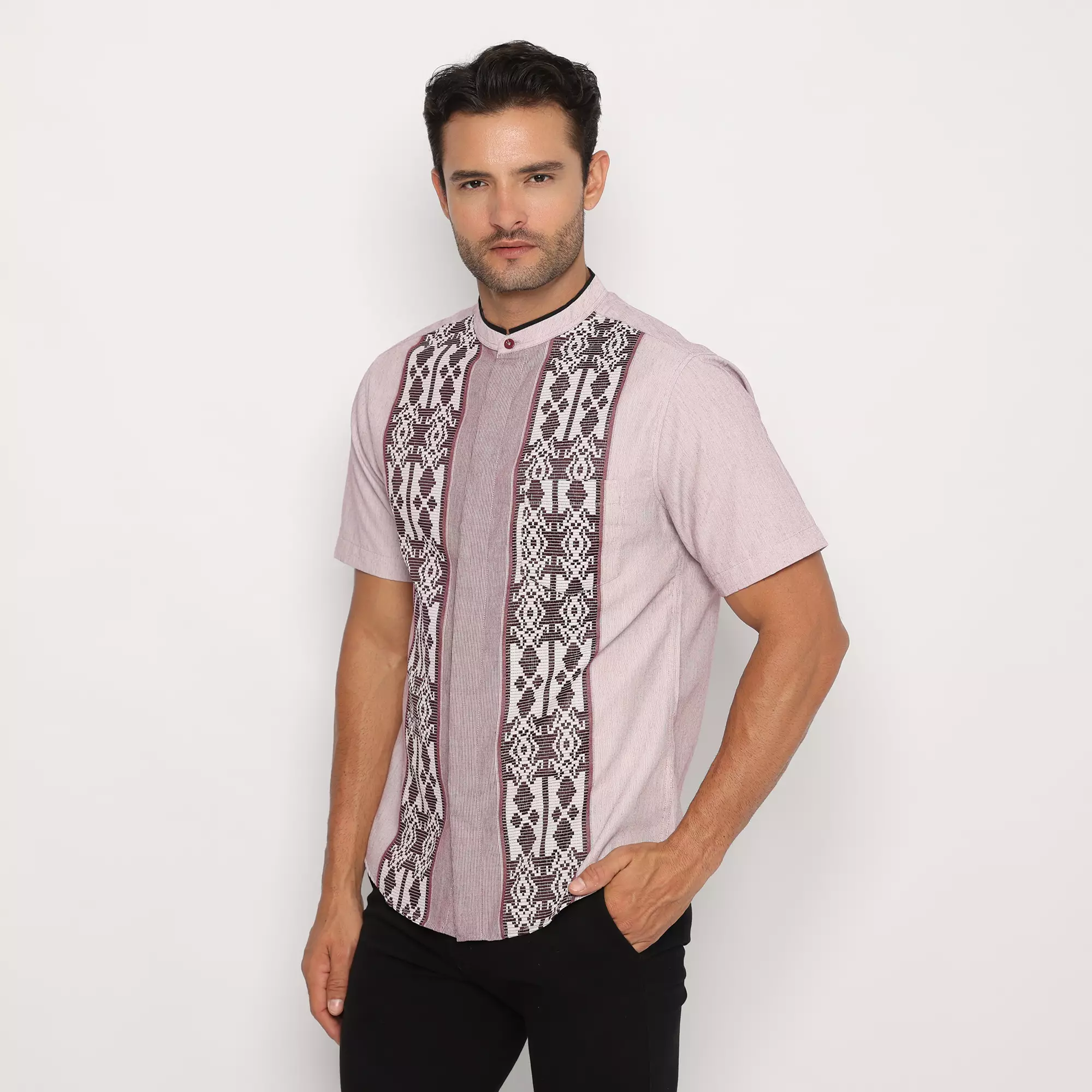 Platini Kemeja Koko Pria Lengan Pendek Katun Maroon 931172