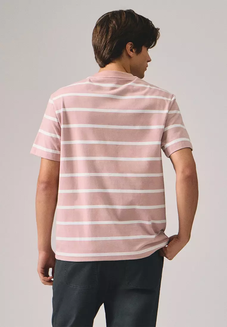 Regular Fit Basic Stripe T-Shirt In  Knit Jersey